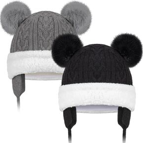 Toddler Winter Hat Knitted Boys Girls Baby Beanie Double Pom Pom Kids Baby Winter Hat Fall Winter Hats