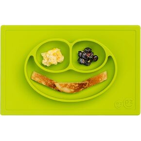 ezpz Happy Mat - 24 Months+ (Lime) - 100% Silicone Suction Plate with Built-in Placemat for Toddlers + Preschoolers - Divided Toddler Plates - Toddler Essentials…