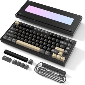 ATTACK SHARK X75-QMK Wireless Mechanical Gaming Keyboard - CNC Aluminum Alloy Shell, Customizable RGB Lighting Gasket Mount, Tri-Mode (2.4G/BT/Wired), VIA Compatible for WIN/MAC/PS4/Xbox-Purple White