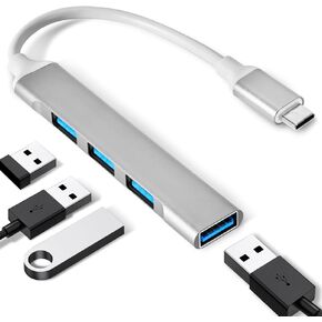 USB C to USB Hub, Aluminum USB C to USB A 3.0 Adapter, 4 Ports Type C to USB Adapter, Plug and Play USB Extender for MacBook Pro/Air, Laptop, Keyboard and Mouse