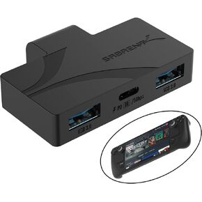 SABRENT USB Type-C 3-Port Gaming Hub for Steam Deck | 5Gbps USB 3.2, Dual USB-A Ports, PD Charging, Compact Design (HB-STDK)