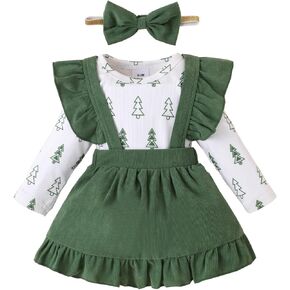 Newborn Baby Girl Clothes Toddler Long Sleeve Cute Romper Top Ruffle Skirt Overall Dress With Headband