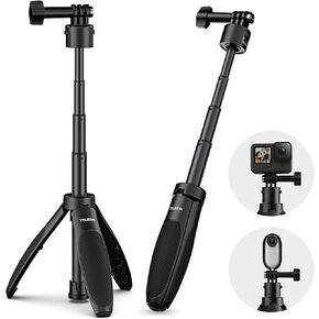Mini Quick Release Extendable Selfie Stick Tripod for GoPro Insta360 X4 X3 GO3 Ace Pro DJI Action 4 Pocket 3 Accessories, Compact Size Monopod Portable Adjustable Length Camera Tripod Stand