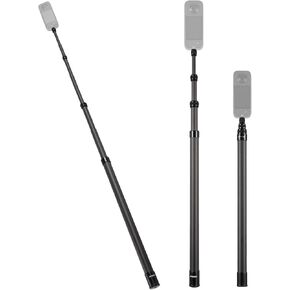 Andoer Selfie Stick Invisible for Insta 360 X4/X3/X2/XONE/GO2/3 Action Cameras - 82.6in Long, 3-Section Telescoping, Carbon Fiber, Portable Selfie Stand with 1/4in Screw
