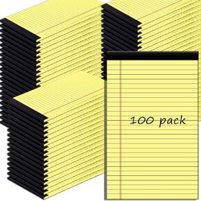 Gueevin 100 Pcs Legal Pads 5 x 8 Inch Writing Note Pads Wide Ruled Small Notepads Lined Writing Pads Bulk Legal Pad Notebook for School, College, Office, Business Supplies, 40 Sheets/Pad