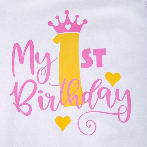 Winmany Baby Girl First Birthday Outfit 3PCS Bow Headband My 1st Birthday Romper Tutu Skirt Set for Cake Smash Photo Shoot in Kuwait