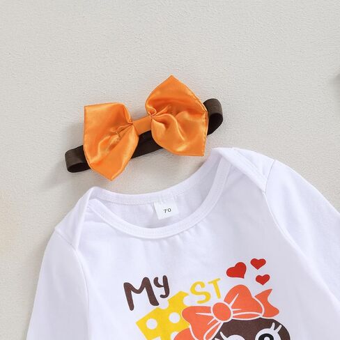 My First Thanksgiving Day Baby Girl Outfit Turkey Shirt Onesie Romper+Tulle Tutu Skirts+Leg Warmers 4Pcs Set in Saudi Arabia