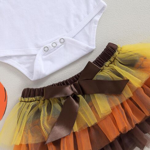 My First Thanksgiving Day Baby Girl Outfit Turkey Shirt Onesie Romper+Tulle Tutu Skirts+Leg Warmers 4Pcs Set in Saudi Arabia
