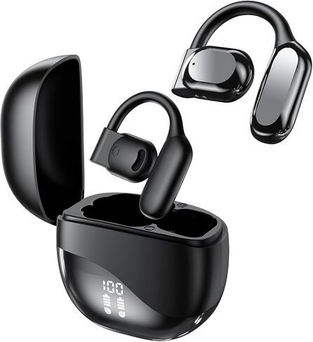 Open Headphones, True Wireless Headphones, 5.3 Bluetooth Sports Earbuds for Long Time Playback, with Digital Display, Long Lasting Comfort, Clear Calling for Driving Workout (Black) in Saudi Arabia