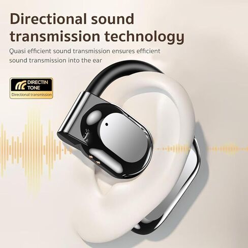 Open Headphones, True Wireless Headphones, 5.3 Bluetooth Sports Earbuds for Long Time Playback, with Digital Display, Long Lasting Comfort, Clear Calling for Driving Workout (Black) in Saudi Arabia