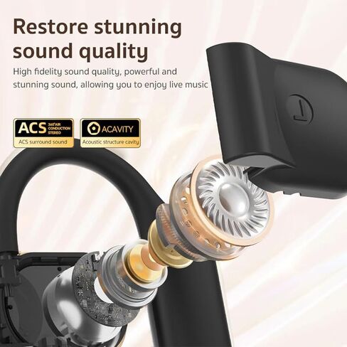 Open Headphones, True Wireless Headphones, 5.3 Bluetooth Sports Earbuds for Long Time Playback, with Digital Display, Long Lasting Comfort, Clear Calling for Driving Workout (Black) in Saudi Arabia