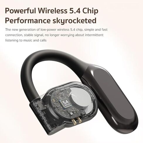 Open Headphones, True Wireless Headphones, 5.3 Bluetooth Sports Earbuds for Long Time Playback, with Digital Display, Long Lasting Comfort, Clear Calling for Driving Workout (Black) in Saudi Arabia