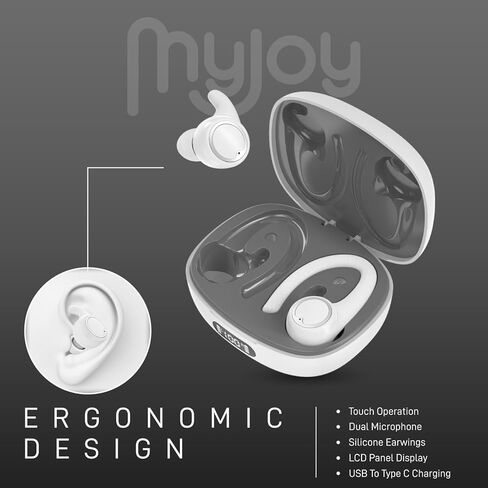 MyJoy Active Wireless Earbuds, Noise-Reducing Earbuds for Working Out, Sports, and Running, IPX5 Sweatproof-Rated Headphones, Bluetooth Earbuds, Dual Microphone, 7-Hour Playtime, White in Saudi Arabia