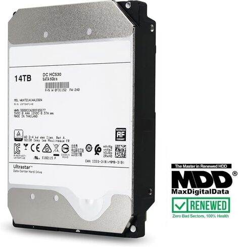 MDD - WD DC HC520 WUH721414ALE604 14TB 7200RPM 256MB Cache SATA 6.0Gb/s 3.5inch Datacenter Hard Drive - 5 Year Warranty (Renewed) in Saudi Arabia