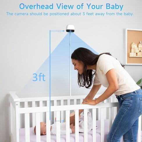 Instababy Smart Baby Monitor with Floor Stand, 2K Crib Camera with AI Breathing Monitor, No Wearables WiFi Baby Camera, Night Vision, Baby Sleep Tracker, Cry & Motion Alerts, Diaper & Feeding Record in Saudi Arabia