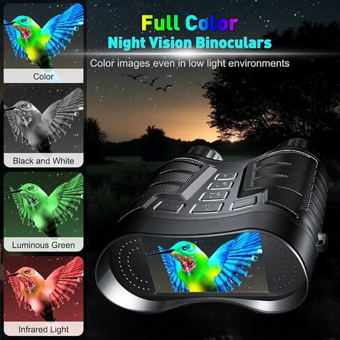 Full Color Night Vision Binoculars, 4K Starlight Infrared Night Vision Goggles for Adults, 3.2'' Large TFT Screen, 8X Digital Zoom, 32GB Card and Rechargeable Battery, Suitable for Hunting in Saudi Arabia