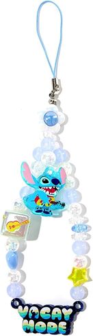 MINISO Disney Stitch الملونة سحر الهاتف الصيفي، لطيف مطرز يدويًا من الأكريليك الخرز حزام معصم الهاتف، سلسلة مفاتيح جمالية للهاتف الخليوي للنساء الفتيات حقيبة الهاتف سلسلة المفاتيح Airpods الكاميرا المعلقات الديكور in Kuwait