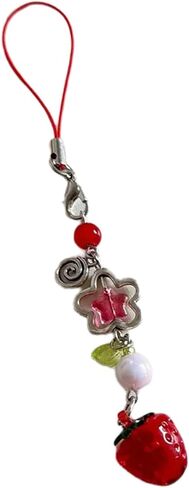 Cute Bag Pendant Portable Phone Chain Strawberry Shape Stylish Phone Jewelry Phone Pendant for Parties and Gatherings, As Pictures Show, Red in Kuwait