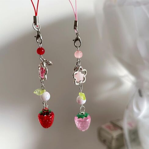 Cute Bag Pendant Portable Phone Chain Strawberry Shape Stylish Phone Jewelry Phone Pendant for Parties and Gatherings, As Pictures Show, Red in Kuwait