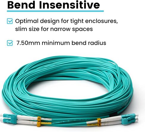 trueCABLE LC to LC OM3 Fiber Patch Cable, 10m (32.80ft), UPC Polish, 10GB Multimode (MM) Duplex 50/125um, Riser Rated (OFNR), UL Listed, 1pc, Aqua in Saudi Arabia