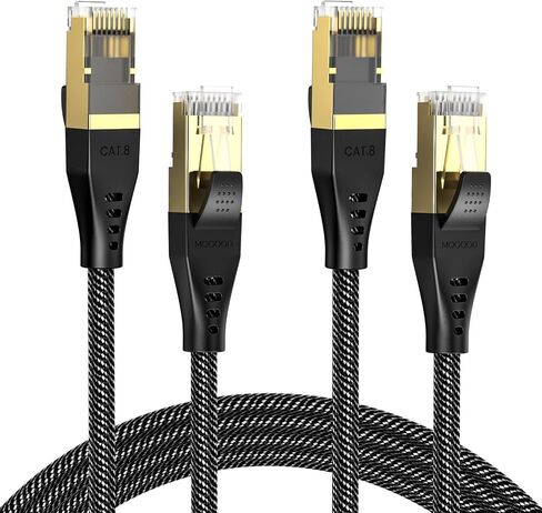كابل إيثرنت Cat8 بطول 6 أقدام 2 حزم للخدمة الشاقة داخليًا وخارجيًا، سلك شبكة مضفر عالي السرعة 40 جيجابت في الثانية 2000 ميجا هرتز، سلك شبكة LAN، سلك تصحيح SFTP متوافق مع أجهزة الكمبيوتر الشخصية PS5 Xbox Modem Router in Kuwait