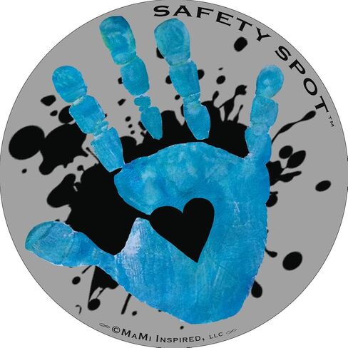 Magnet - Kids Handprint for Car Parking Lot Safety - Gray Background with Splat (Blue) in Saudi Arabia