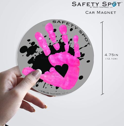 Magnet - Kids Handprint for Car Parking Lot Safety - Gray Background with Splat (Blue) in Saudi Arabia