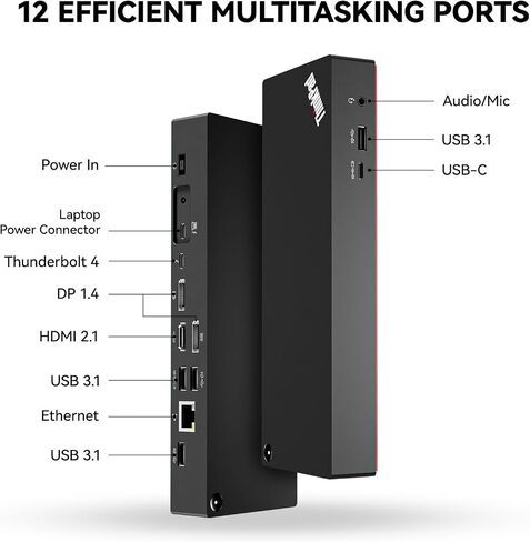 Bundle for Lenovo Thunderbolt 4 Docking Station (40B00135) + ITSPWR HDMI 4K Cable + ITSPWR DP Cable+ ITSPWR Cleaning Cloth in Kuwait
