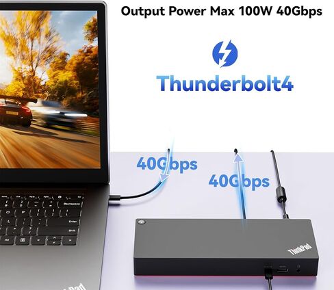 Bundle for Lenovo Thunderbolt 4 Docking Station (40B00135) + ITSPWR HDMI 4K Cable + ITSPWR DP Cable+ ITSPWR Cleaning Cloth in Kuwait