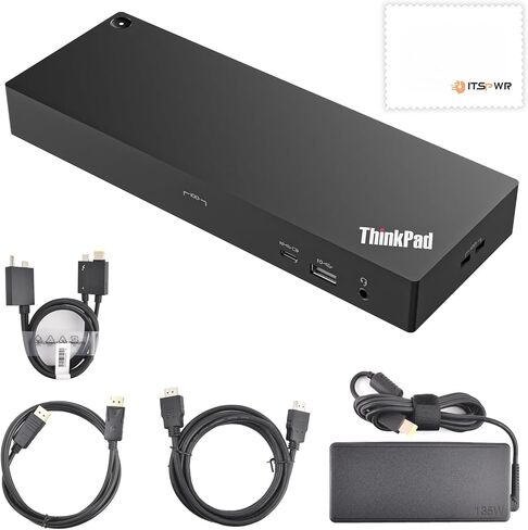 Bundle for Lenovo Thunderbolt 4 Docking Station (40B00135) + ITSPWR HDMI 4K Cable + ITSPWR DP Cable+ ITSPWR Cleaning Cloth in Kuwait