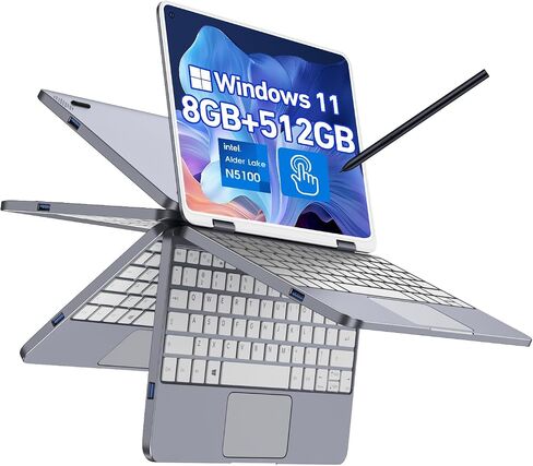 كمبيوتر محمول يوجا 2 في 1 بشاشة لمس، 512 جيجابايت SSD 8 جيجابايت رام، 2560 * 1600، معالج Intel 12th رباعي النواة (يصل إلى 2.8 جيجا هرتز)، 10.8 بوصة Windows 11 كمبيوتر محمول قابل للتحويل، 1 تيرابايت SSD توسيع، بصمة الإصبع، واي فاي، نوع C in Kuwait