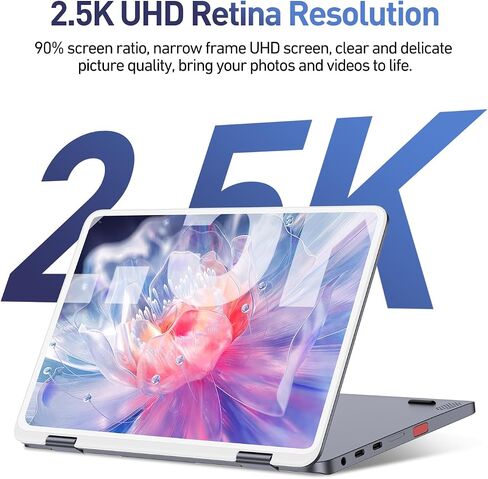 كمبيوتر محمول يوجا 2 في 1 بشاشة لمس، 512 جيجابايت SSD 8 جيجابايت رام، 2560 * 1600، معالج Intel 12th رباعي النواة (يصل إلى 2.8 جيجا هرتز)، 10.8 بوصة Windows 11 كمبيوتر محمول قابل للتحويل، 1 تيرابايت SSD توسيع، بصمة الإصبع، واي فاي، نوع C in Kuwait