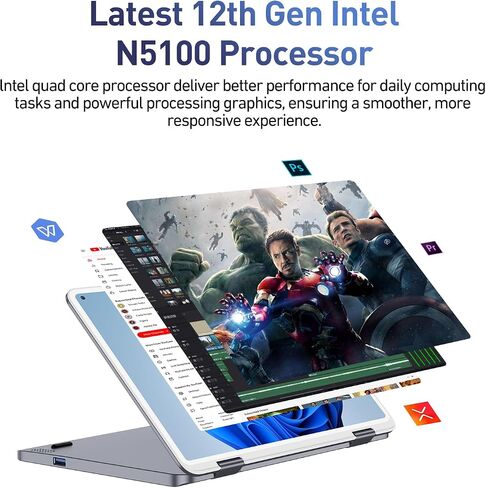 كمبيوتر محمول يوجا 2 في 1 بشاشة لمس، 512 جيجابايت SSD 8 جيجابايت رام، 2560 * 1600، معالج Intel 12th رباعي النواة (يصل إلى 2.8 جيجا هرتز)، 10.8 بوصة Windows 11 كمبيوتر محمول قابل للتحويل، 1 تيرابايت SSD توسيع، بصمة الإصبع، واي فاي، نوع C in Kuwait