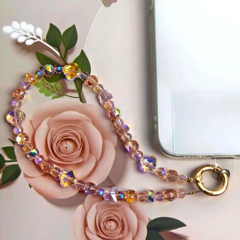 Phone Charm with Gold Metal Chain Phone Grip Strap Detachable Phone Lanyard Hands-Free Wrist Strap Phone Chain for Women in Kuwait