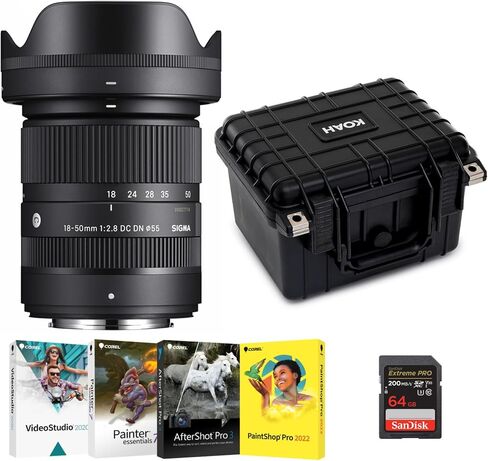 Sigma 18-50mm F2.8 DC DN Contemporary Lens for Fujifilm X Mount with Hard Case Travel Bundle (4 Items) in Saudi Arabia