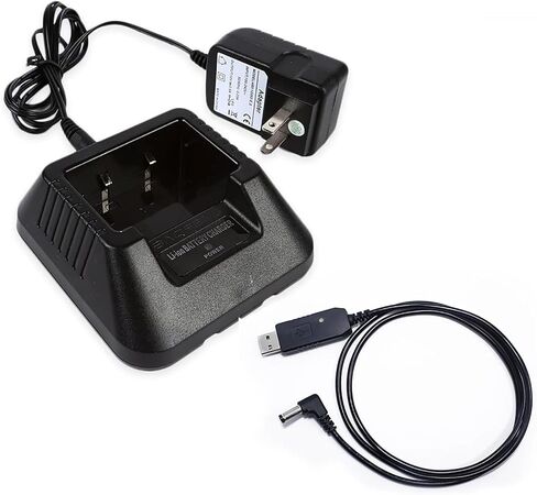 شاحن راديو ثنائي الاتجاه UV-5R BF-F8HP - 100 فولت - 240 فولت مع محول أمريكي وكابل شحن USB لأجهزة الاتصال اللاسلكي من سلسلة UV-5R in Kuwait