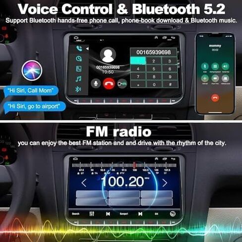 [4+64G] ستيريو سيارة Android لسيارة Volkswagen VW Passat/Golf/Polo/Jetta يدعم Carplay اللاسلكي وAndroid Auto، شاشة لمس 9 بوصة IPS وراديو VW مع نظام تحديد المواقع العالمي، واي فاي، راديو FM + كاميرا احتياطية AHD + ميكروفون in Saudi Arabia