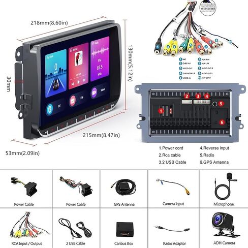 [4+64G] ستيريو سيارة Android لسيارة Volkswagen VW Passat/Golf/Polo/Jetta يدعم Carplay اللاسلكي وAndroid Auto، شاشة لمس 9 بوصة IPS وراديو VW مع نظام تحديد المواقع العالمي، واي فاي، راديو FM + كاميرا احتياطية AHD + ميكروفون in Saudi Arabia