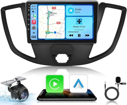 راديو السيارة لسيارة Ford Transit 2013 2014-2019، 2G+64G 9 بوصة Android 13 شاشة تعمل باللمس استبدال ستيريو مع Carplay اللاسلكي Android Auto GPS Navigation Wi-Fi Bluetooth FM SWC Mirror Link 1080P كاميرا احتياطية in Kuwait