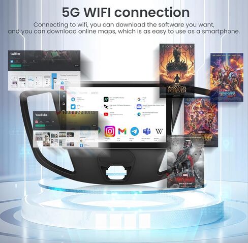 راديو السيارة لسيارة Ford Transit 2013 2014-2019، 2G+64G 9 بوصة Android 13 شاشة تعمل باللمس استبدال ستيريو مع Carplay اللاسلكي Android Auto GPS Navigation Wi-Fi Bluetooth FM SWC Mirror Link 1080P كاميرا احتياطية in Kuwait