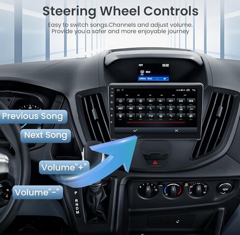 راديو السيارة لسيارة Ford Transit 2013 2014-2019، 2G+64G 9 بوصة Android 13 شاشة تعمل باللمس استبدال ستيريو مع Carplay اللاسلكي Android Auto GPS Navigation Wi-Fi Bluetooth FM SWC Mirror Link 1080P كاميرا احتياطية in Kuwait