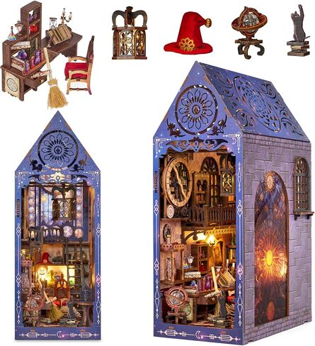 Book Nook Kit for Adults Teens, Wooden 3D Puzzles for Adults Tiny House Bookcase, DIY Miniature House Kit Bookshelf Decor, Tiny Home Kit, Birthday Gifts for Him in Saudi Arabia