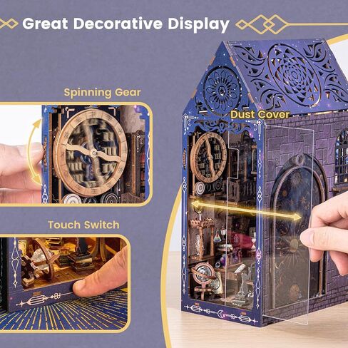 Book Nook Kit for Adults Teens, Wooden 3D Puzzles for Adults Tiny House Bookcase, DIY Miniature House Kit Bookshelf Decor, Tiny Home Kit, Birthday Gifts for Him in Saudi Arabia