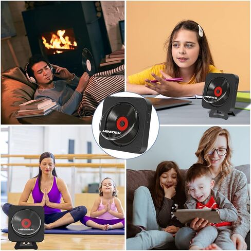 Portable CD Player with BT, MONODEAL Wall Mounted BT CD Player with Built-in Dual Speakers, CD Player for Car with AUX Input Output, Support Display cd Play Mode at Night in Kuwait