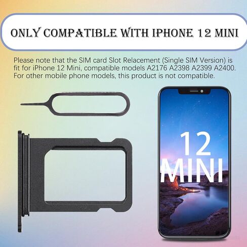 صينية بطاقة SIM واحدة باللون الأسود بديلة لهاتف iPhone 12 Mini الإصدار الأمريكي محول حامل صينية بطاقة Sim مع قاذف SIM استبدال إصلاح الهاتف المحمول لهاتف iPhone 12mini A2176 A2398 A2399 A2400 in Saudi Arabia