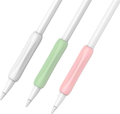 KELIFANG Silicone Ergonomic Grip Holder 3 Pack Compatible with Apple Pencil 1st, 2nd Generation & Pencil (USB-C), Apple Pencil Pro 2024, Protective Sleeve Cover Case Accessories(Pink, White, Green) in Saudi Arabia
