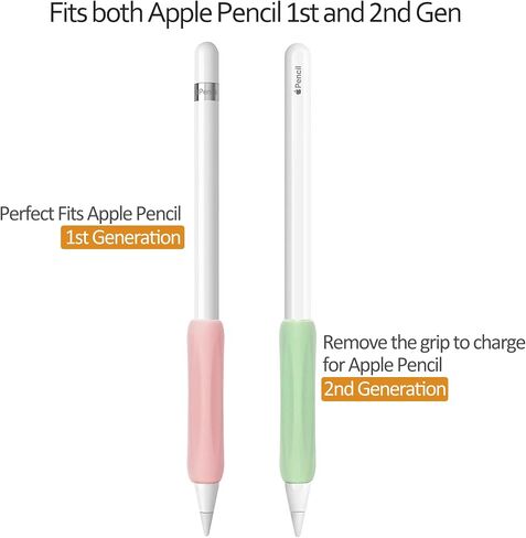 KELIFANG Silicone Ergonomic Grip Holder 3 Pack Compatible with Apple Pencil 1st, 2nd Generation & Pencil (USB-C), Apple Pencil Pro 2024, Protective Sleeve Cover Case Accessories(Pink, White, Green) in Saudi Arabia