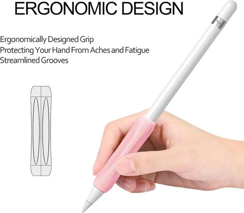 KELIFANG Silicone Ergonomic Grip Holder 3 Pack Compatible with Apple Pencil 1st, 2nd Generation & Pencil (USB-C), Apple Pencil Pro 2024, Protective Sleeve Cover Case Accessories(Pink, White, Green) in Saudi Arabia