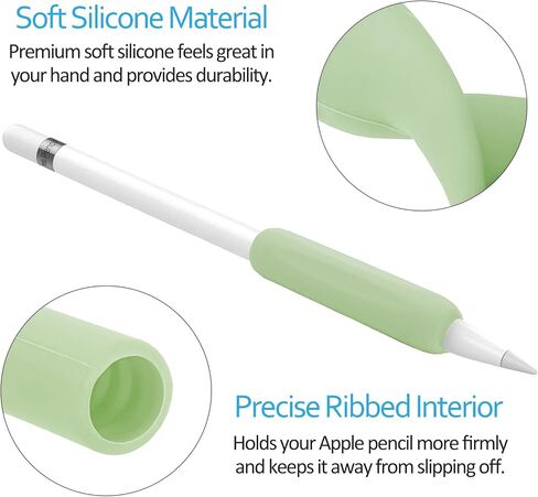 KELIFANG Silicone Ergonomic Grip Holder 3 Pack Compatible with Apple Pencil 1st, 2nd Generation & Pencil (USB-C), Apple Pencil Pro 2024, Protective Sleeve Cover Case Accessories(Pink, White, Green) in Saudi Arabia