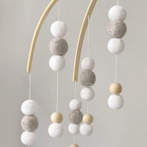 AONTUS Baby Crib Mobiles Wooden Wool Beads for Children Boys Girls Babies Bed Room Decoration Pendant (White Ash Leaves) in Saudi Arabia